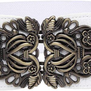 Women Elastic Wide Retro Style Dress Belt Vintage Stretch Waist Buckle